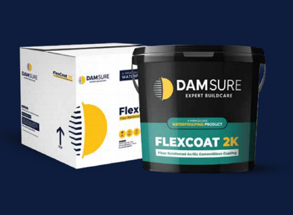 Damsure Flexcoat 2K Sharp (15 Kg) - The Fiber-Reinforced Acrylic Cementitious Coating for 100% Waterproofing