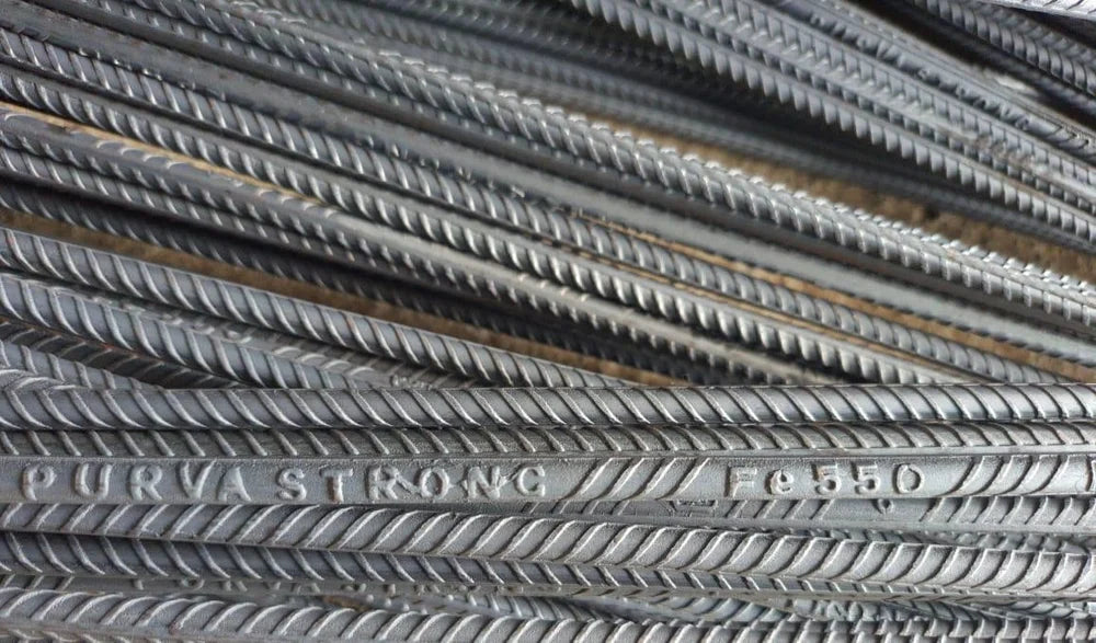 PURVA TMT FE 550 - High-Strength, Ductile TMT Steel Bars (8mm-32mm) for Earthquake-Resistant Construction