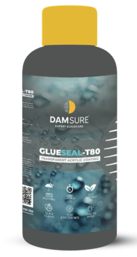 Damsure Glueseal-T80 (1 Kg) - The Transparent Acrylic Coating for Waterproofing and Repairs