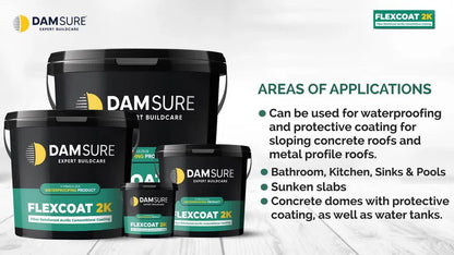 Damsure Flexcoat 2K Sharp (15 Kg) - The Fiber-Reinforced Acrylic Cementitious Coating for 100% Waterproofing