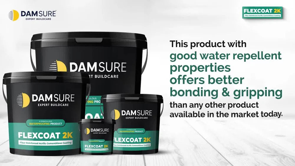 Damsure Flexcoat 2K Sharp (15 Kg) - The Fiber-Reinforced Acrylic Cementitious Coating for 100% Waterproofing