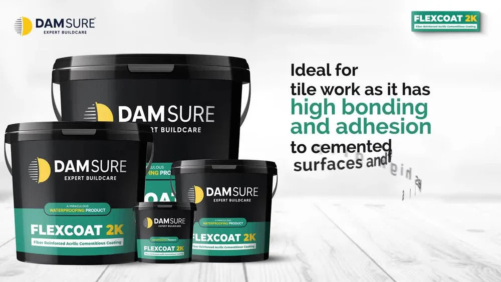 Damsure Flexcoat 2K Sharp (15 Kg) - The Fiber-Reinforced Acrylic Cementitious Coating for 100% Waterproofing