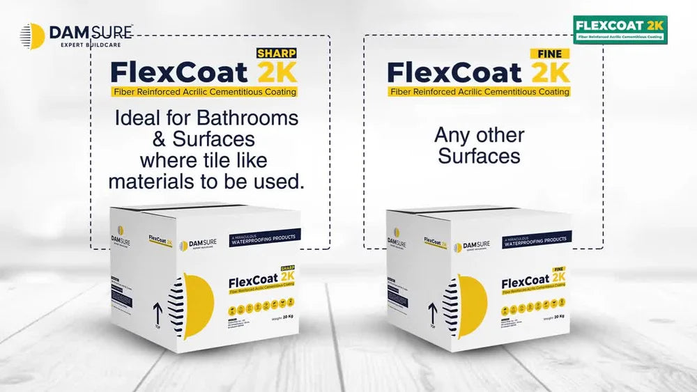 Damsure Flexcoat 2K Sharp (15 Kg) - The Fiber-Reinforced Acrylic Cementitious Coating for 100% Waterproofing