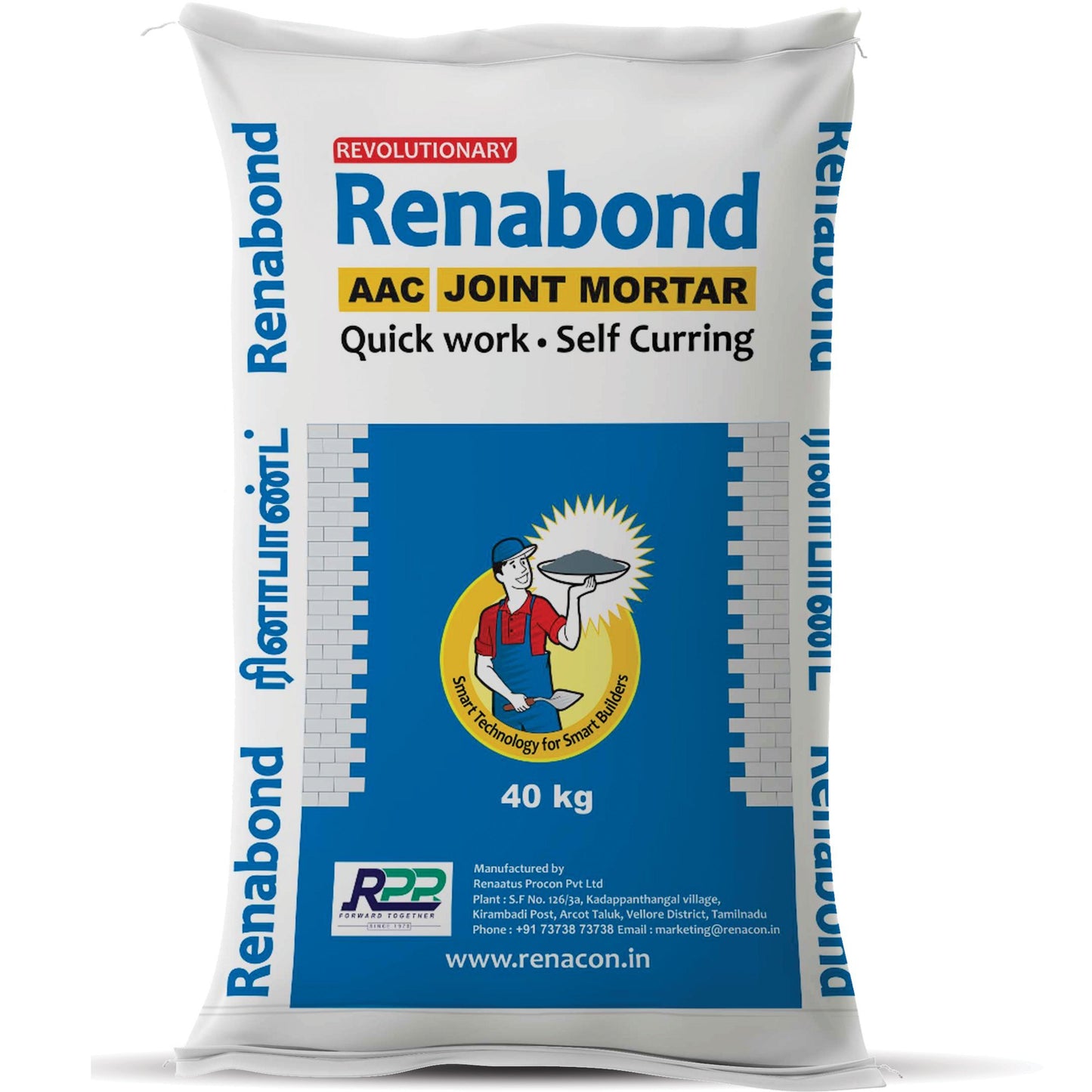 Renabond Adhesive - The Ideal Choice for AAC Block Installation - 40 Kg